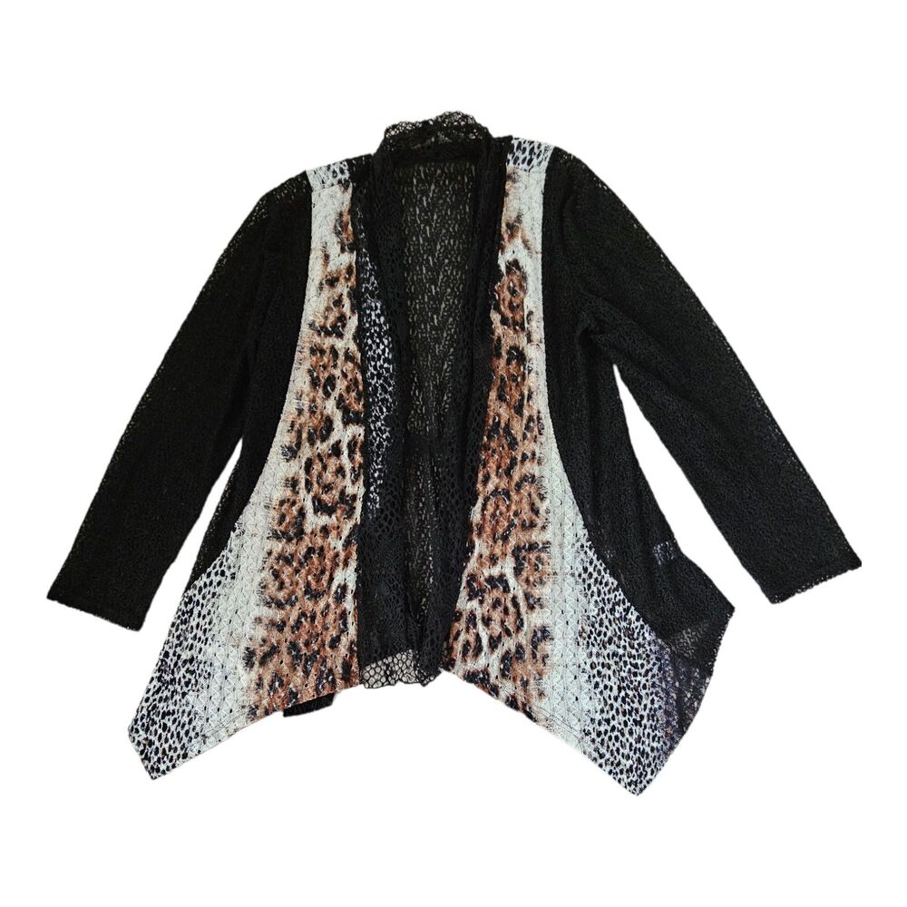 Alberto‎ Makali Women's XL Animal Print Lace Open Front Cardigan Lightweight
